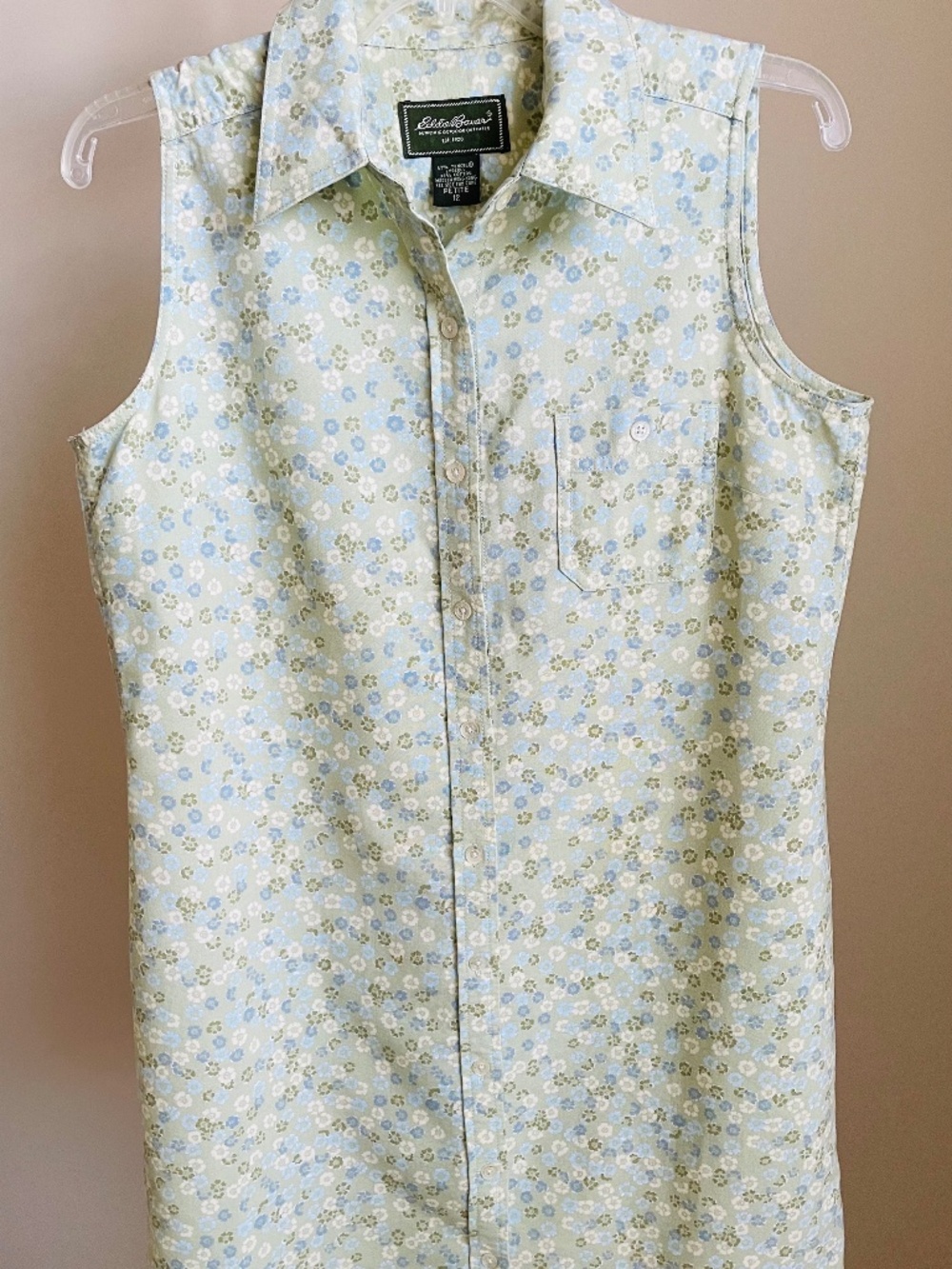 Cute Eddie Bauer Floral Sleeveless Shirtdress, Size 12 Petite, NWOT